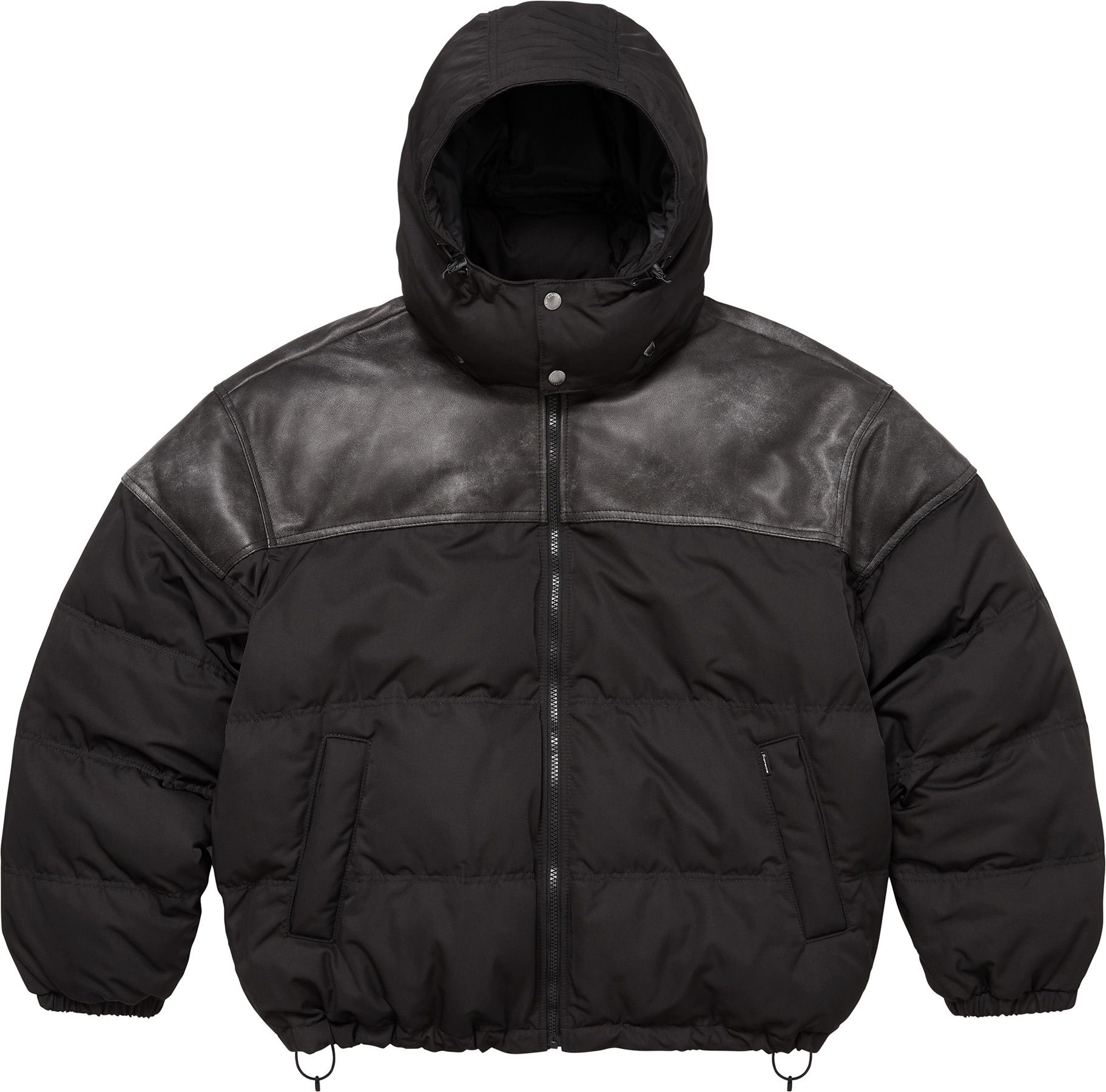 Leather Yoke Puffer Jacket view 2
